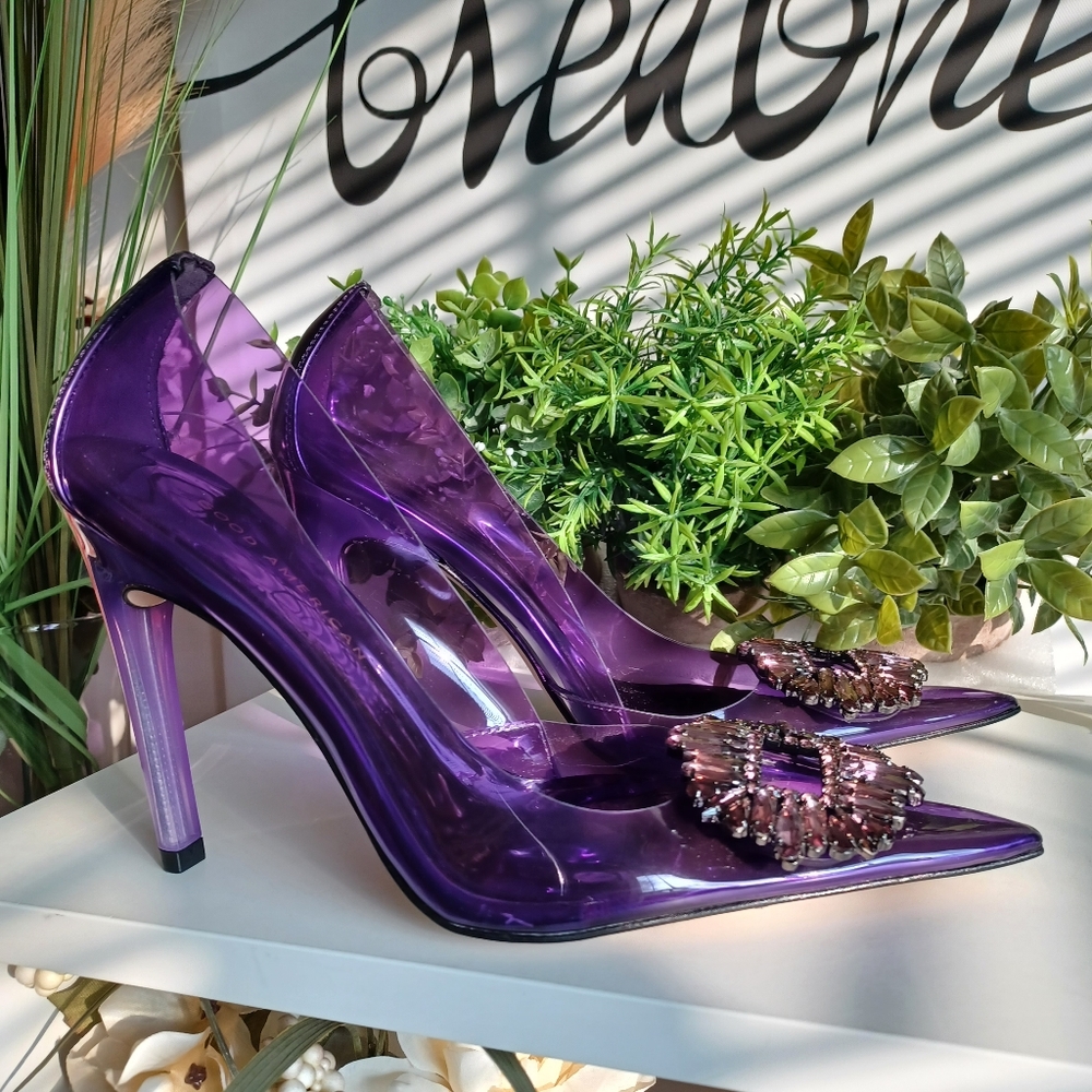 Good American Cinderella Lucite Pointed Toe Pumps - Picture 6 of 10